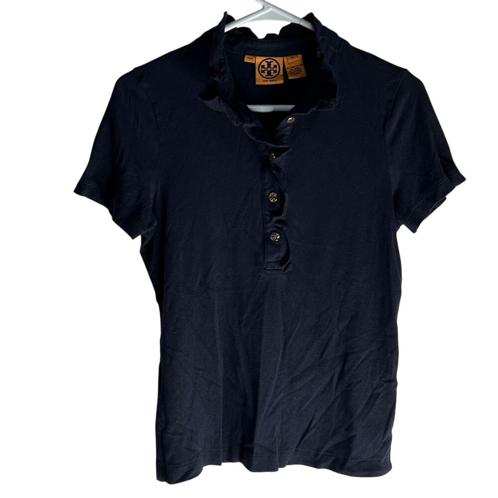 Tory Burch navy blue polo with gold buttons size medium